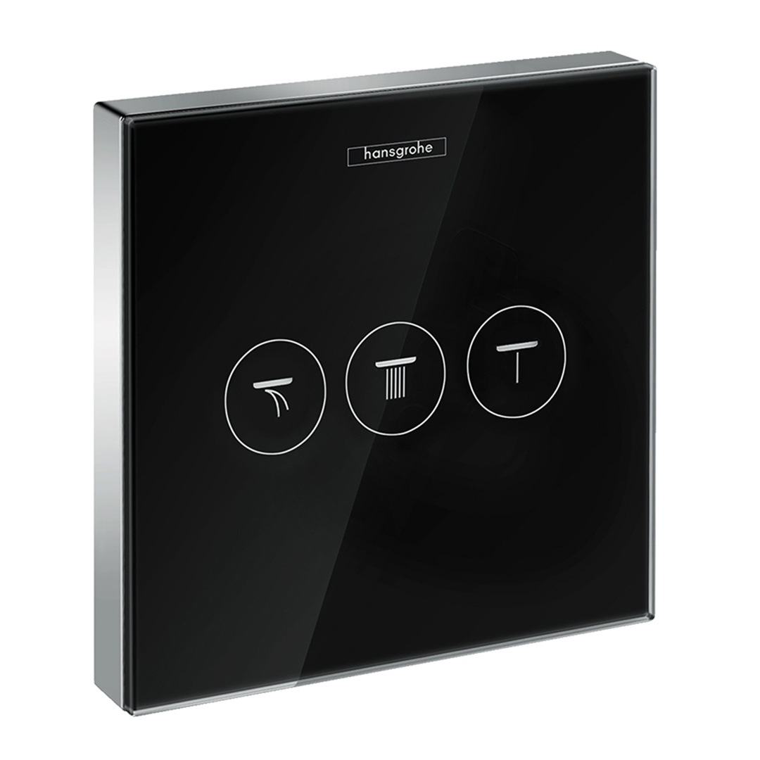 Hansgrohe 15736600<br>ShowerSelect<br>三路止水控制面板<br>(鏡面黑 / 不含軸心)  |黑色系列|浴用龍頭 / 花灑